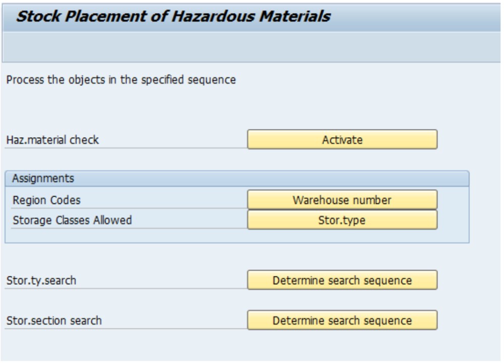 SAP stock placement of hazardous materials